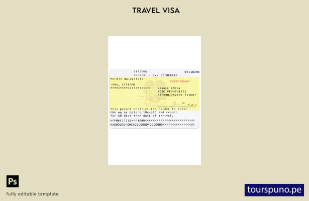 Plantilla de visa para Papúa Nueva Guinea lista para imprimir